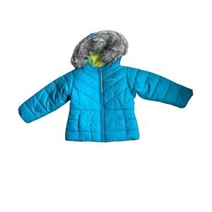 Columbia Kids' Bright Blue Jacket with Faux Fur Trim
